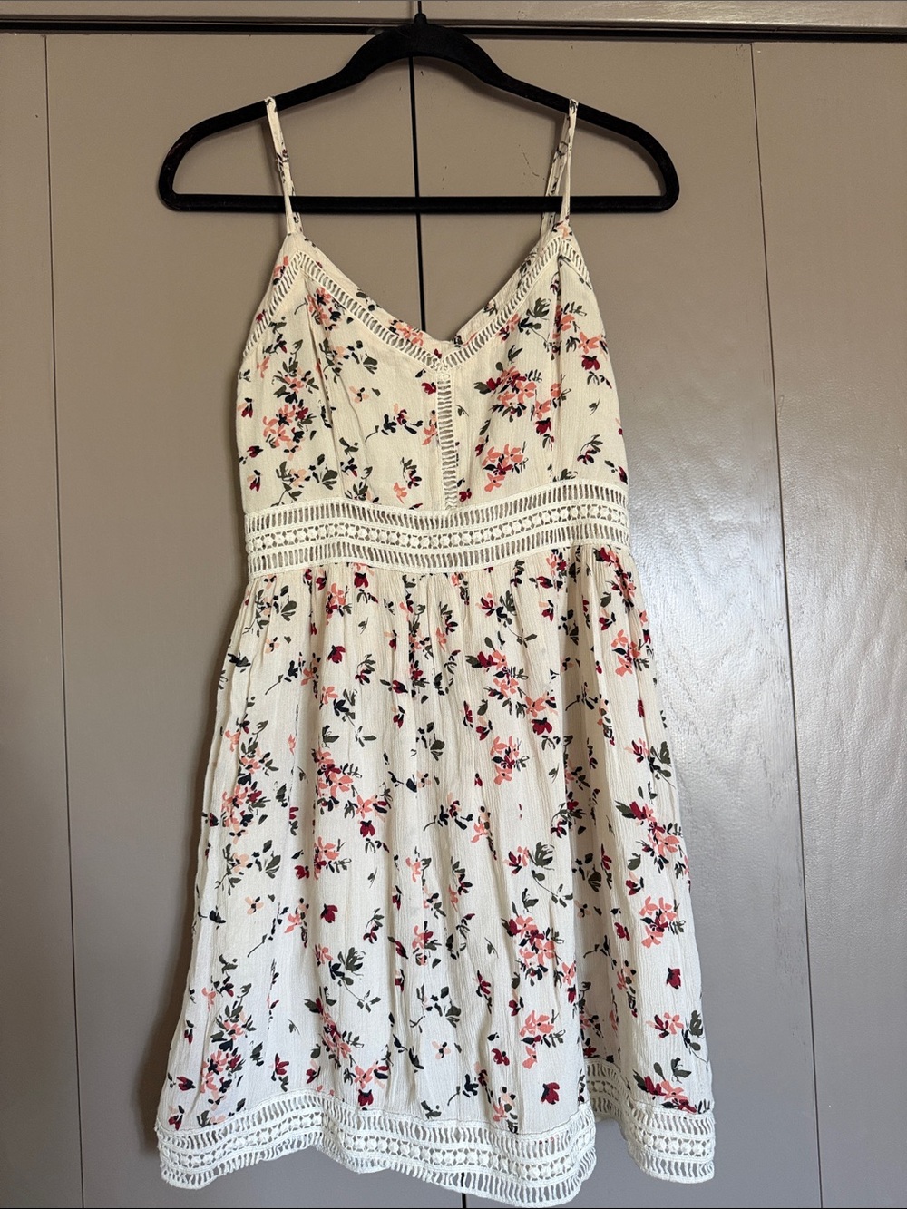 Abercrombie & Fitch Cream Mini Dress with Pink & Red Floral Print